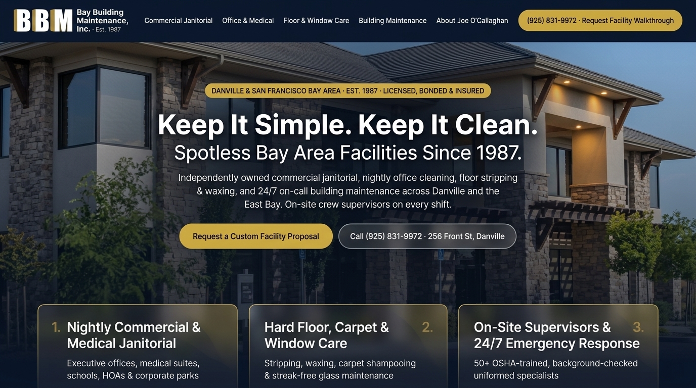 Proposed Bay Building Maintenance homepage preview